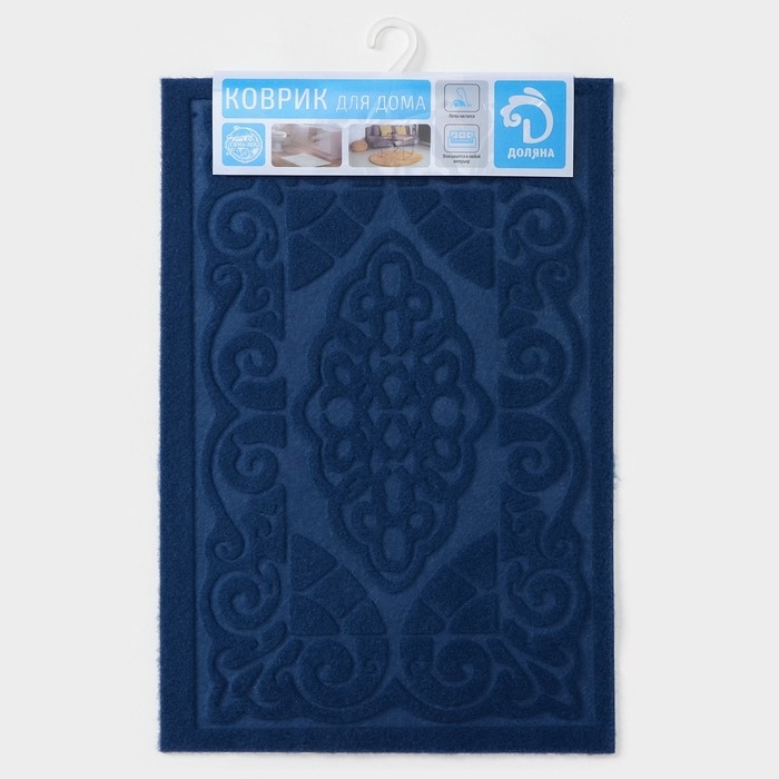 Коврик придверный Доляна &laquo;Восточная сказка&raquo;, влаговпитывающий, без окантовки, 40&times;60 см, синий