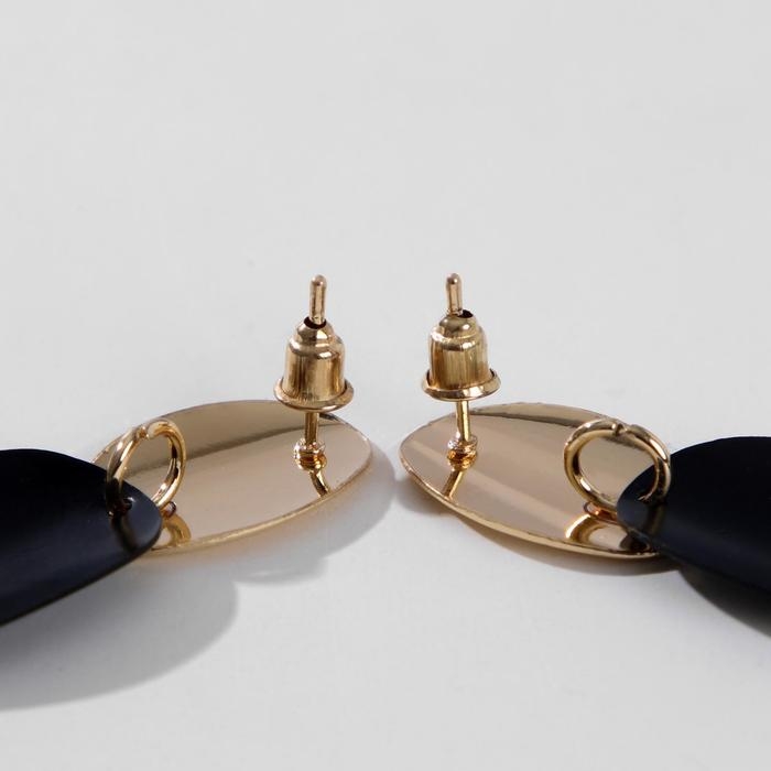 Серьги металл &laquo;Тренд&raquo; дорожка из овалов, цвет чёрный в глянцевом золоте