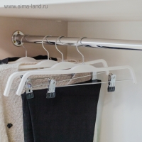 Плечики - вешалка для брюк и юбок Доляна, 37&times;16 см, широкие плечики, с зажимами, белые