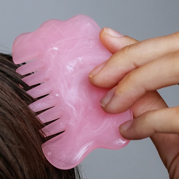 Массажёр Гуаша &laquo;Гребешок&raquo;, 8,5 &times; 5 см, цвет розовый