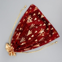 Мешочек подарочный плюш &laquo;Тебе в этот праздник&raquo;, ёлки, тиснение, 30 х 40 см +/- 1.5 см, Новый год