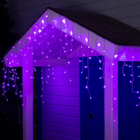 Гирлянда &laquo;Бахрома&raquo; 4 &times; 0.6 м, IP44, прозрачная нить, 180 LED, свечение фиолетовое, 8 режимов, 220 В