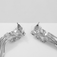 Серьги висячие со стразами &laquo;Одиссея&raquo; прямоугольник, цвет белый в серебре