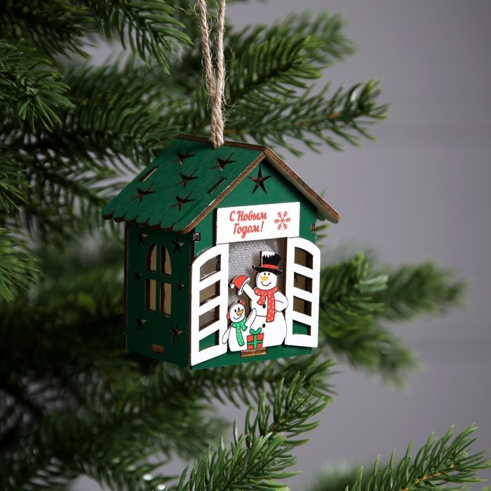 Ёлочная игрушка &laquo;Два снеговика&raquo;, от батареек, свечение тёплое белое