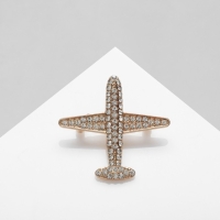 Брошь &laquo;Самолёт&raquo; туристический, цвет белый в золоте