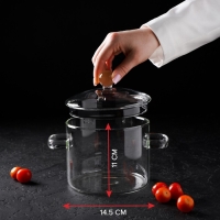 Кастрюля из жаропрочного стекла Magistro &laquo;Лия&raquo;, 1,2 л, 20&times;14 см