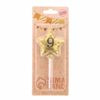 Свеча в торт на шпажке "Воздушный шарик.Звезда", цифра 9, 11х5 см, золотая Свеча в торт на шпажке "Воздушный шарик.Звезда", цифра 9, 11х5 см, золотая