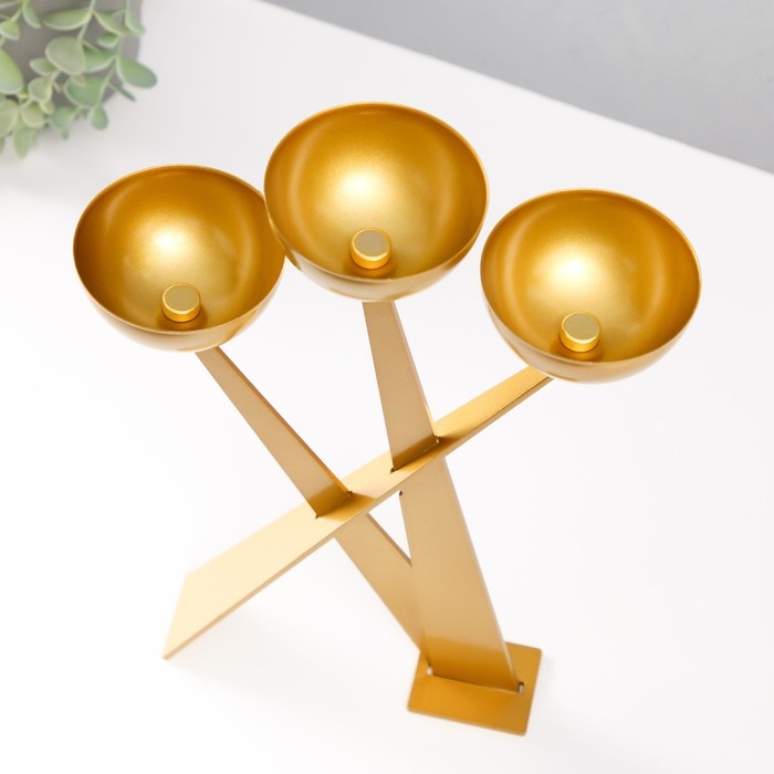 Подсвечник металл на 3 свечи d=8 см "Николь" 23х8х33,5 см