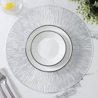 Набор салфеток сервировочных на стол Доляна &laquo;Сияние&raquo;, d=38 см, 4 шт, цвет серебряный