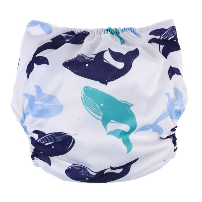 Трусики-подгузник, многоразовый, с 3-х слойным вкладышем &laquo;Киты&raquo;, Крошка Я