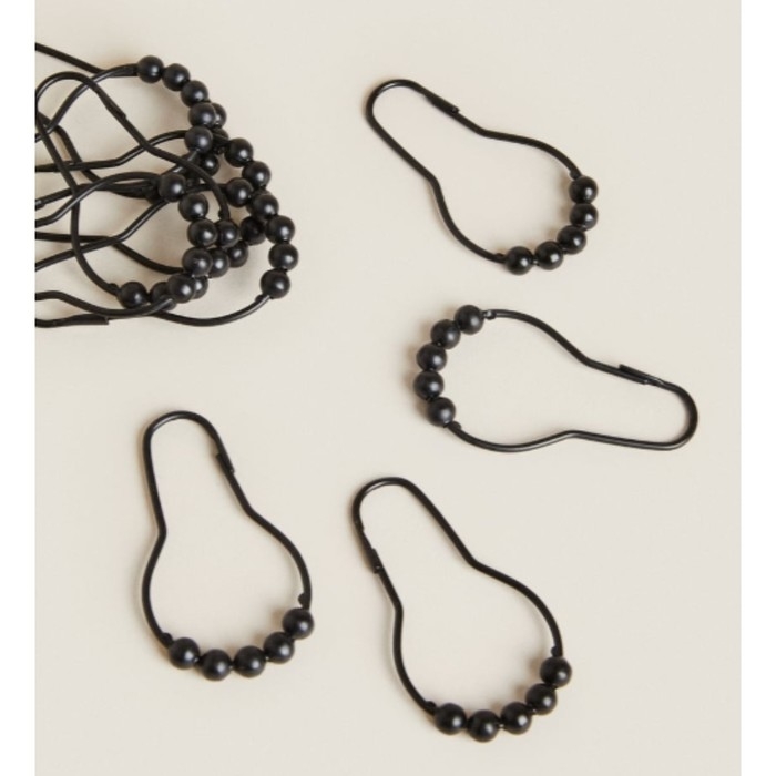 Набор крючков для штор Доляна, 12 шт, цвет чёрный