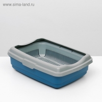 Лоток большой с сеткой и бортиком Atlantis "Стандарт", 43 х 33 х 12,5 см, синий,