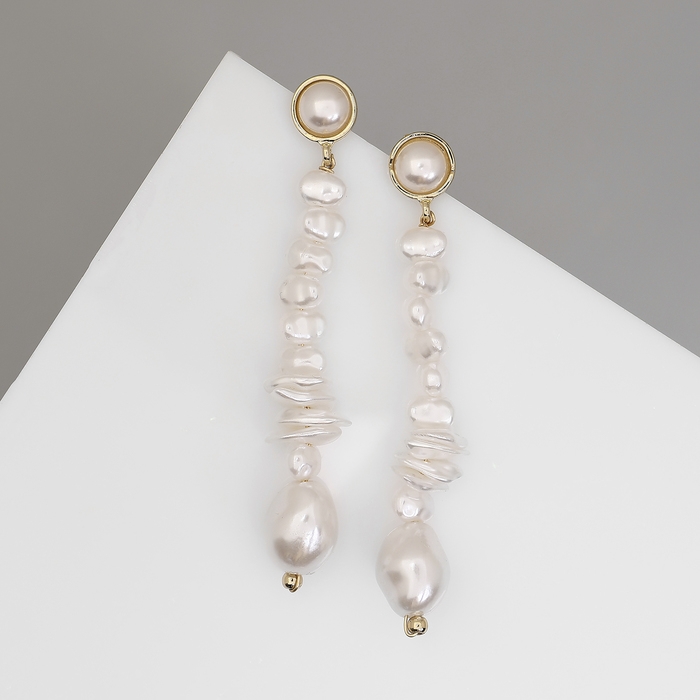 Серьги с жемчугом &laquo;Бусина&raquo; вершина, цвет золото