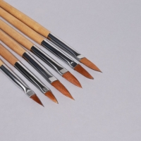 Набор кистей для наращивания и дизайна ногтей, форма лепесток, 6 шт, 19,5 см, цвет коричневый Набор кистей для наращивания и дизайна ногтей, форма лепесток, 6 шт, 19,5 см, цвет коричневый