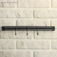 Держатель для ножей магнитный с крючками Доляна &laquo;Линия&raquo;, 34 см