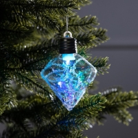 Ёлочный шар &laquo;Морозный кристалл&raquo;, батарейки, 1 LED, свечение тёплое белое
