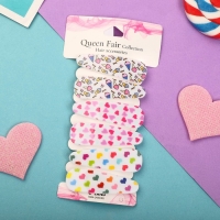 Невидимка для волос "Герти" (набор 6 шт) сердечки и мороженое, 5,5 см