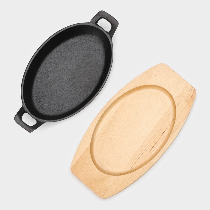 Сковорода чугунная Magma &laquo;Далат&raquo;, 18&times;12&times;3 см, индукция, цвет чёрный