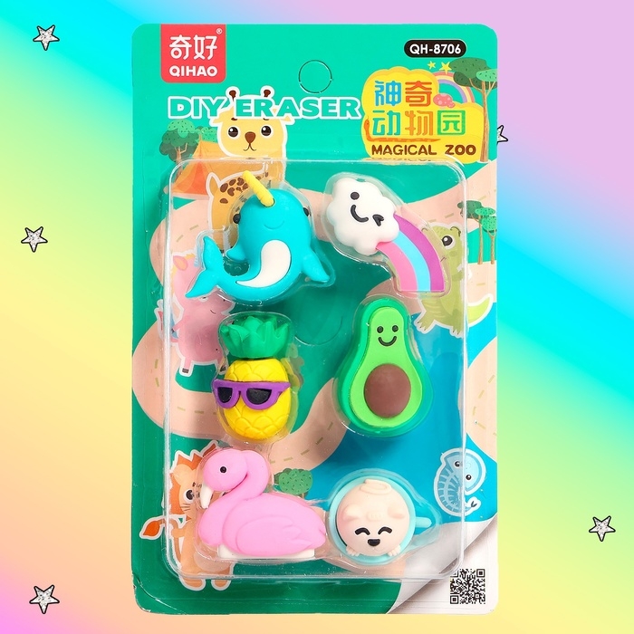 Игровой набор ластиков &laquo;Яркие краски&raquo;, 6 шт., МИКС