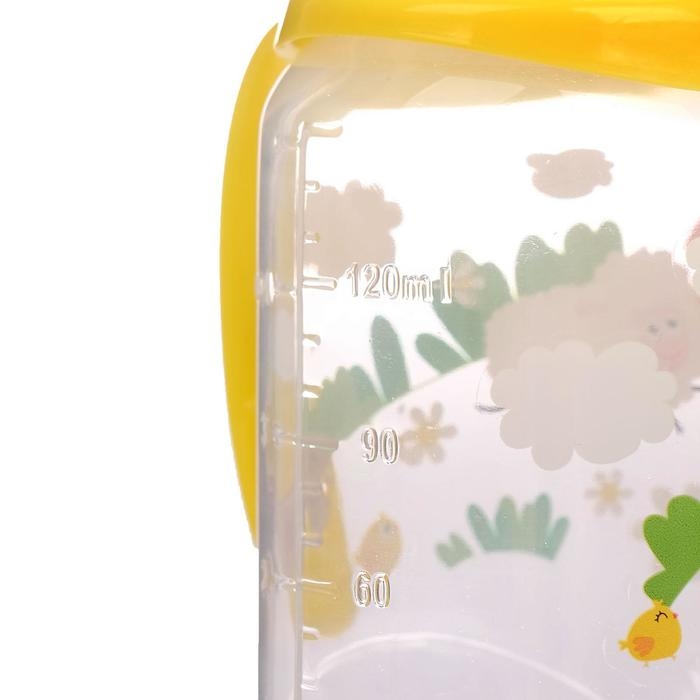 Бутылочка для кормления &laquo;Весёлая ферма&raquo;, классическое горло, от 0 мес, с ручками, 150 мл., от 0 мес, цвет жёлтый