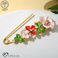 Булавка &laquo;Цветочная&raquo; дорожка, 7,5 см, цветная в чернёном золоте