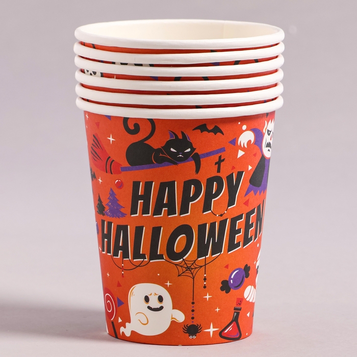 Стакан бумажный &laquo;Счастливого хэллоуина&raquo;, в наборе 6 шт.