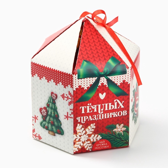 Подарочный набор новогодний &laquo;Теплых праздников&raquo;: чай, кружка, носки