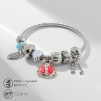 Браслет ассорти &laquo;Марджери&raquo; одинарный, божья коровка, цветной в серебре