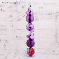 Набор украшений пластик 6 шт "Византия" (4 шара d-6 см, 2 колокольчика) фиолетовый