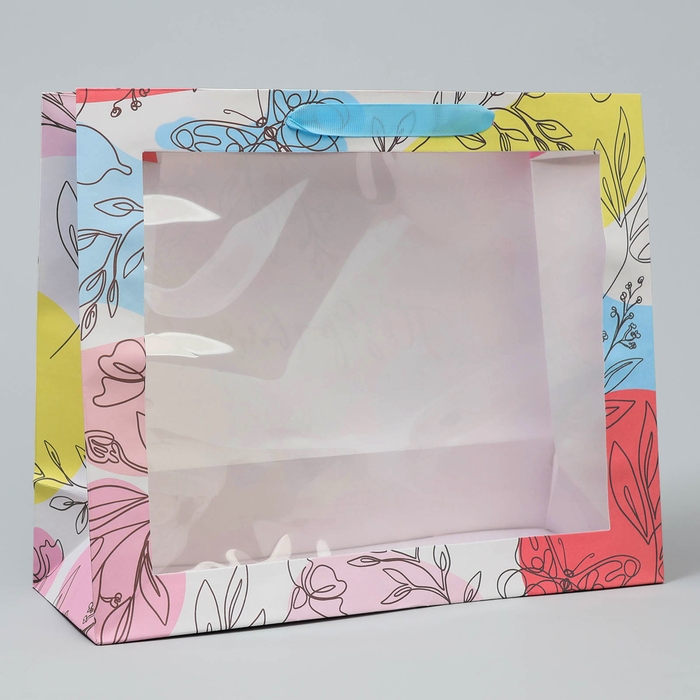 Пакет подарочный крафтовый с пластиковым окном, упаковка, &laquo;Поздравляю&raquo;, 31 х 26 х 10 см