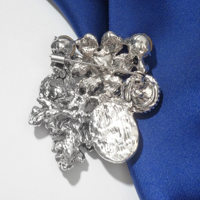 Брошь &laquo;Императрица&raquo; тьма, цвет синий в чернёном серебре