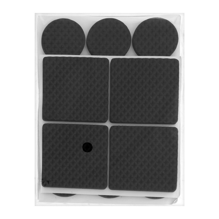Набор накладок мебельных, полимерныхх, 28 шт., 2,5х2,5; d=2,5; 3,8х3,8, цвет черный