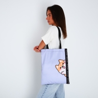 Шопер &laquo;Милый пёсик&raquo;, без молнии, без подклада, цвет чёрный/сиреневый