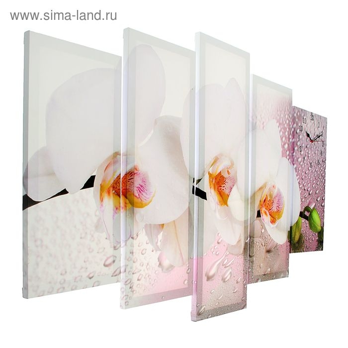 Часы настенные, модульные, серия: Цветы, "Белая орхидея", 80х140  см