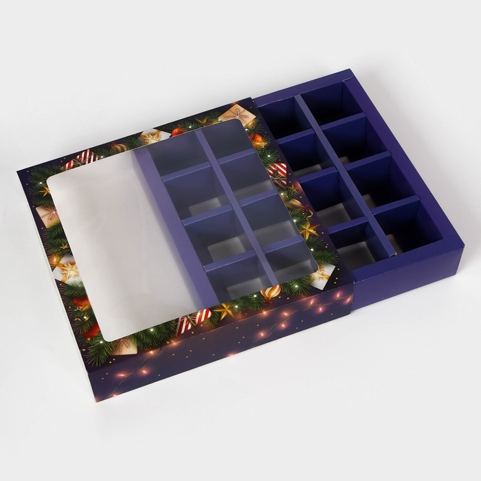 Новый год. Коробка под 16 конфет Новый год. Коробка под 16 конфет "Сказке быть!", 17,7х17,7х3,8 см, кондитерская упаковка