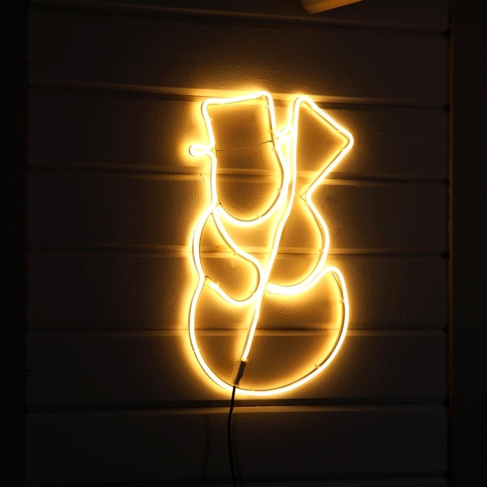 Неоновая фигура &laquo;Снеговик&raquo;, 38 &times; 54 см, 336 LED, 220 В, свечение тёплое белое