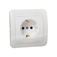 Розетка одноместная Luazon Lighting "Орион", 16 А, скрытая, с з/к, белая