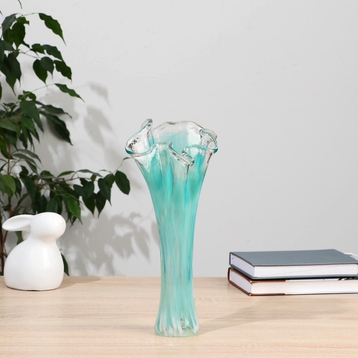 Ваза "Волна" 28 см, зелёная