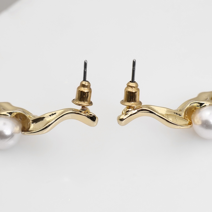 Серьги с жемчугом &laquo;Бусина&raquo; сосуд, цвет золото