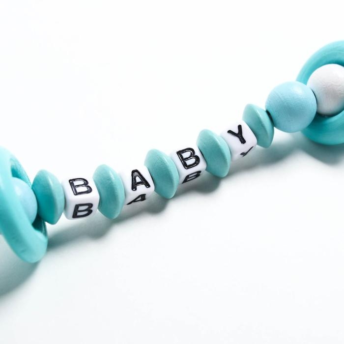 Держатель для соски - пустышки &laquo;Мишка&raquo;, деревянный, цвет бирюзовый