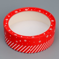 Коробка для макарун тубус с окном &laquo;Подарок от Деда Мороза&raquo;, 16 х 16 х 5 см, Новый год