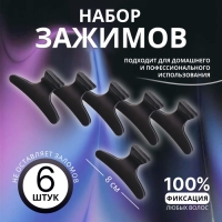 Зажимы для волос, набор - 6 шт, 8 × 4,5 × 3,4 см, цвет чёрный Зажимы для волос, набор - 6 шт, 8 × 4,5 × 3,4 см, цвет чёрный