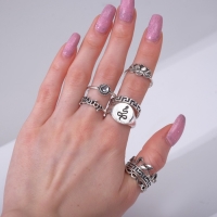 Кольцо набор 8 штук &laquo;Природа&raquo;, размер МИКС, цвет чернёное серебро