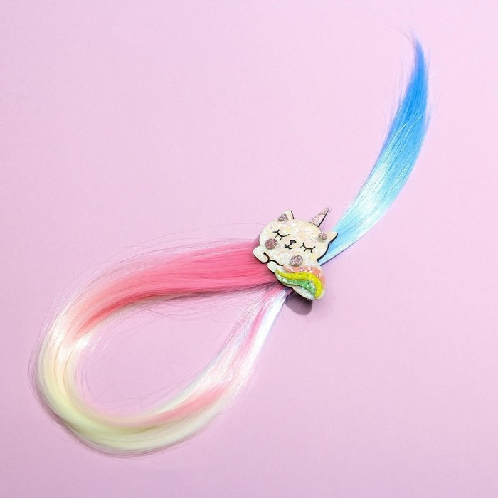 Заколки для волос , цветная прядь &laquo;Ты чудо!&raquo;