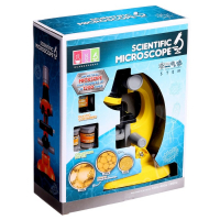Микроскоп детский &laquo;Юный ботаник&raquo; кратность х100, х400, х1200, желтый, подсветка