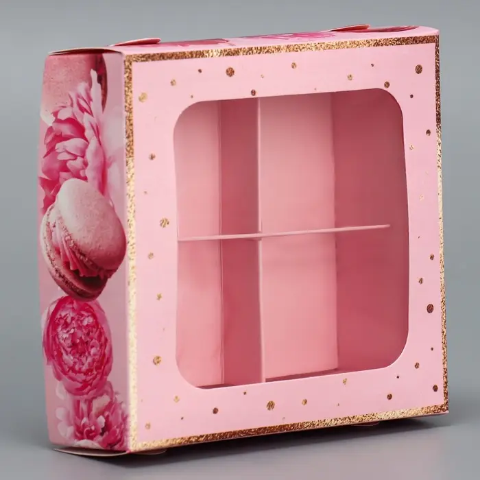 Коробка для конфет, кондитерская упаковка, 4 ячейки, &laquo;Present&raquo;, 10.5 х 10.5 х 3.5 см