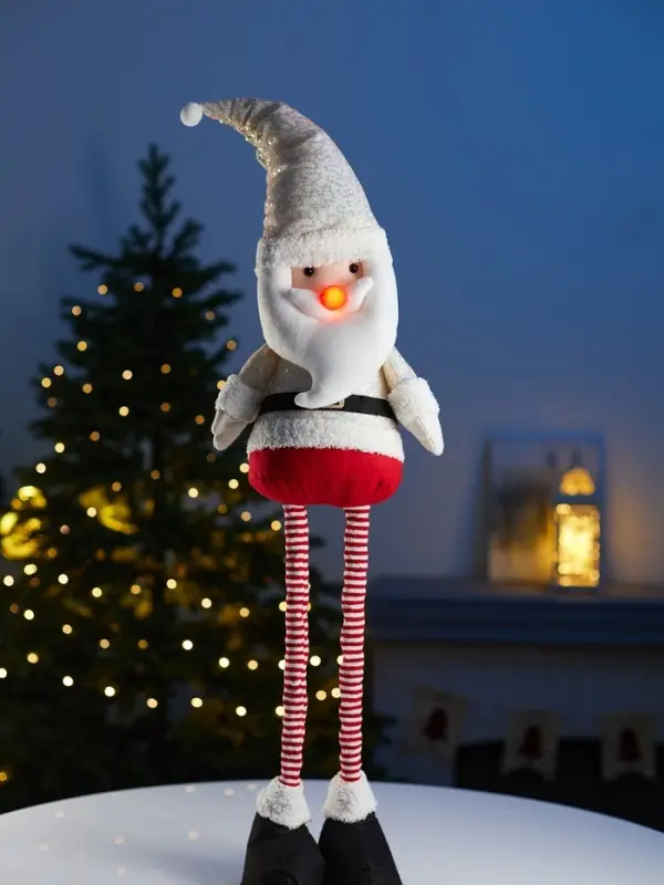 Фигура текстиль &laquo;Дед Мороз&raquo; 55-84 см, телеск-е ножки, 1LED, LR1130х3 (в компл.), Т/БЕЛЫЙ