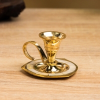 Подсвечник на 1 свечу с блюдцем, латунь 6,5х6,5х4 см