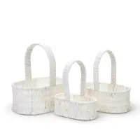 Набор корзин 3 шт пластик 25х17х11 22х14х9 19х10х7 см ручка h=10 см белый овал