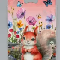 Пакет подарочный, с zip-lock застежкой, "Белочка", 15х23 &plusmn; 1см